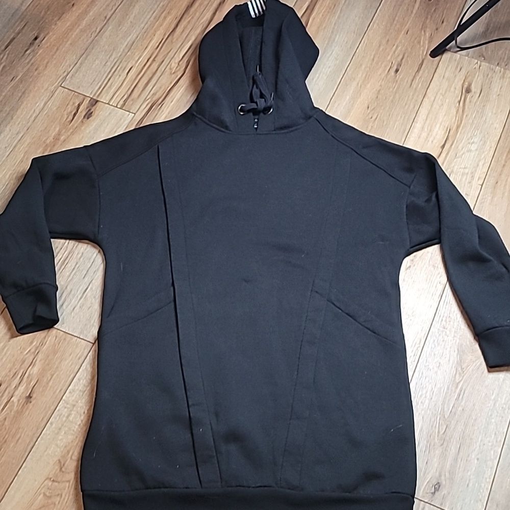 3/$20🎉 Nordstrom Solutions Black Hooded Sweatshirt Hoodie Large Minimalist